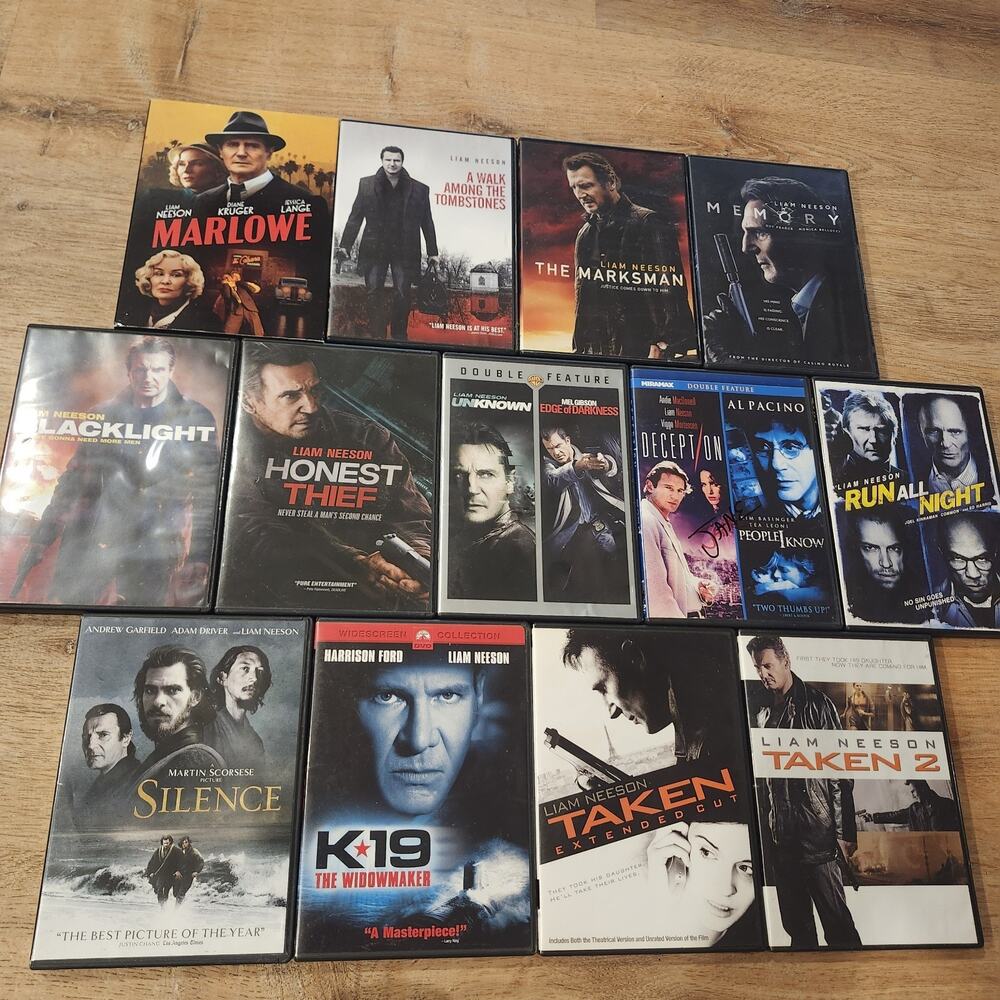 Lot Of 13 Liam Neeson Action Movies DVD Taken Silence K19 Marlowe Marksman VG
